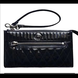 Coach Black Poppy Gloss Quilted Wallet